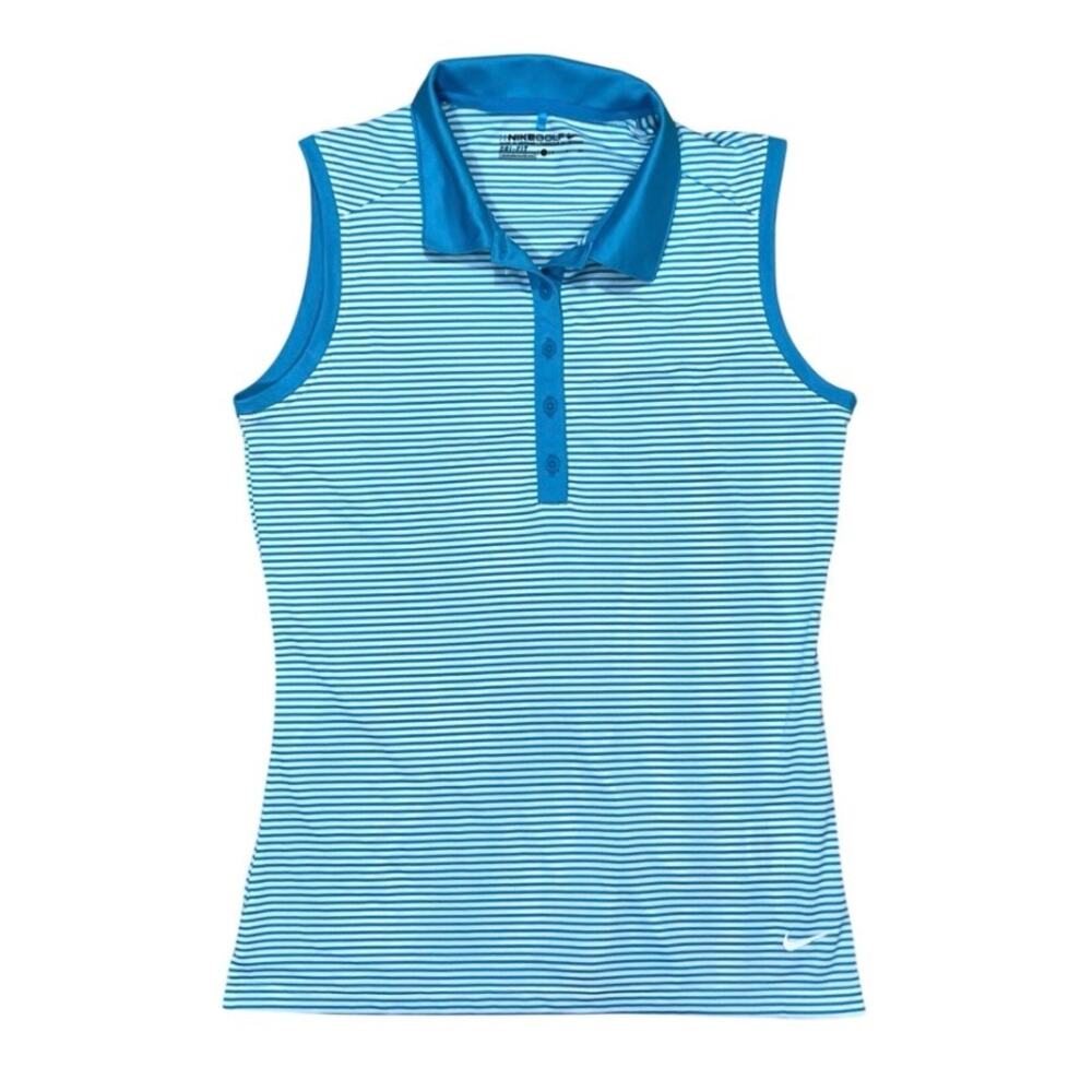 Nike Golf Womens Striped Tank Top 1/4 Button Size S Polo Shirt NWOT